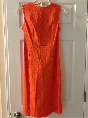 Calvin Klein Sleeveless Midi Sheath Dress in Bright Orange